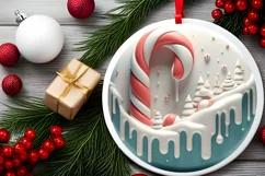 Round Christmas Ornament Sublimation|Clipart Product Image 1