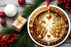Round Christmas Ornament Sublimation|Clipart Product Image 1