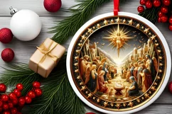 Round Christmas Ornament Sublimation|Clipart Product Image 1