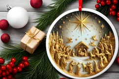 Round Christmas Ornament Sublimation|Clipart Product Image 1