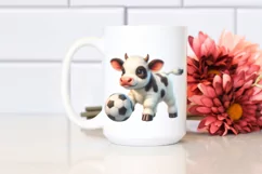 Pastel Cute Baby Cow Playing Handball | Sublimation Clipart Product Image 2
