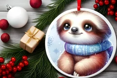 Baby Sloth Winter Scene Sublimation PNG Product Image 2