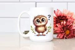Funny Baby Owl with Flower Clipart Product Image 2