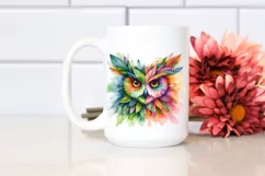 Abstract Owl with Plant Leaves, PNG Product Image 2