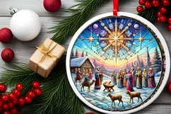Round Christmas Ornament Sublimation|Clipart Product Image 1