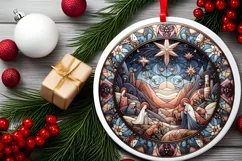 Round Christmas Ornament Sublimation|Clipart Product Image 1