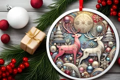 Round Christmas Ornament Sublimation|Clipart Product Image 1