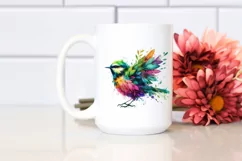 Abstract Bird with Plant Leaves, PNG Product Image 2