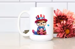 Cute Otter in USA Colors | Clipart Product Image 2