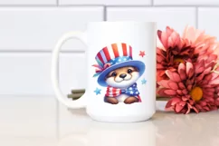 Watercolor Otter in USA Colors Product Image 2