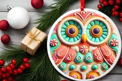 Round Christmas Ornament Sublimation|Clipart Product Image 1