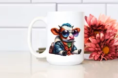 Vibrant Cow with Cool Haircut PNG Product Image 2