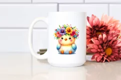 Cartoon-Style Chicken with Flower Crown PNG Product Image 2
