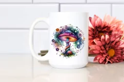 Colorful Watercolor Magical Mushroom Clipart Product Image 2