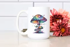 Colorful Watercolor Magical Mushroom Clipart Product Image 2