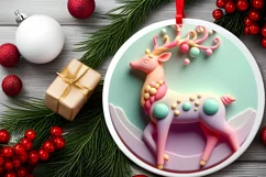 Round Christmas Ornament Sublimation|Clipart Product Image 2