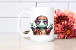 Funny Turtle Victory Sign Portrait | Clipart Product Image 2