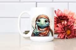 Funny Turtle Victory Sign Portrait | Clipart Product Image 2