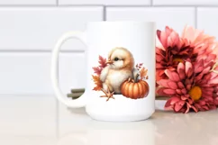 Cute Baby Chicken with Halloween Pumpkin, PNG Product Image 2