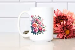 Vibrant Pink Roses Watercolor Clipart Product Image 2