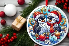 Round Christmas Ornament Sublimation|Clipart Product Image 1
