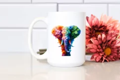 Vibrant Elephant with Plant Leaves and 3D Flowers, PNG Product Image 2