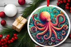 Round Christmas Ornament Sublimation|Clipart Product Image 2