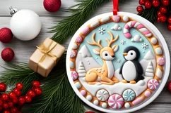 Round Christmas Ornament Sublimation|Clipart Product Image 1