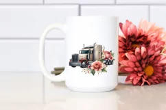 Patriotic Semi Truck Flower Clipart Product Image 2
