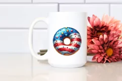 Vintage Donut USA Flag Colors Clipart Product Image 2