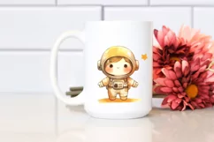 Whimsical Flower Astronaut Girl Clipart Product Image 2