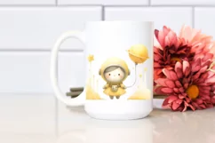Whimsical Flower Astronaut Girl Clipart Product Image 2