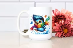 Cute Baby Bird Excited Jumping PNG Product Image 2