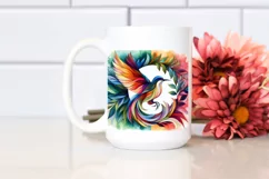 Abstract Bird with Plant Leaves, PNG Product Image 2