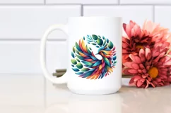 Abstract Bird with Plant Leaves, PNG Product Image 2