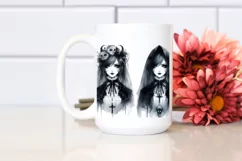Washed Gothic Girl Enchanting Mysterious | Clipart Product Image 2