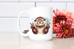Funny Otter Victory Sign Portrait | Clipart Product Image 2