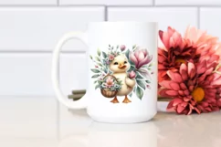Whimsical Baby Duck Holding Flowers | Sublimation | Clipart Product Image 2
