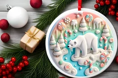 Round Christmas Ornament Sublimation|Clipart Product Image 1