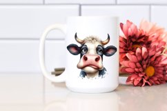 Watercolor Bored Cow Clipart Product Image 2