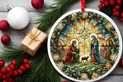 Round Christmas Ornament Sublimation|Clipart Product Image 1
