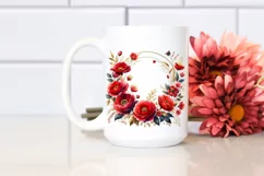 Red Flowers Floral Frame Watercolor Clipart Product Image 2