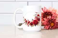 Red Flowers Floral Frame Watercolor Clipart Product Image 2