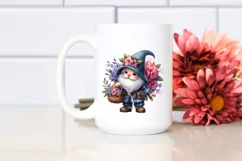 Cute Gnome Holding a Basket of Flowers | Sublimation | Product Image 2