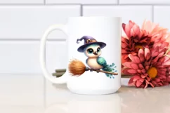 Funny Baby Peacock Witch Broom | Watercolor | Sublimation Product Image 2