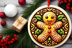 Round Christmas Ornament Sublimation|Clipart Product Image 1