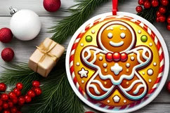 Round Christmas Ornament Sublimation|Clipart Product Image 1