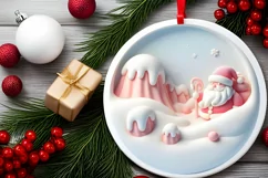 Round Christmas Ornament Sublimation|Clipart Product Image 1