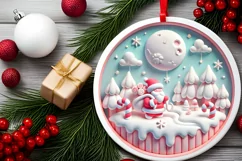 Round Christmas Ornament Sublimation|Clipart Product Image 1