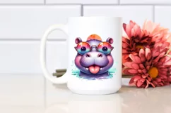 Cute Hippo Sunglasses Tongue Clipart Product Image 2